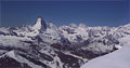 Blick zu Matterhorn und Mont Blanc